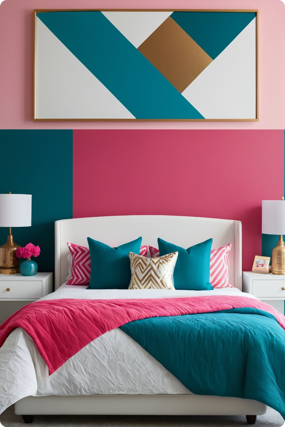 Pink and Teal Color Block