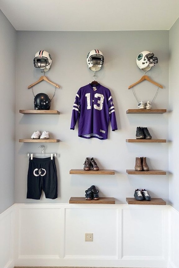 authentic sports gear display showcase