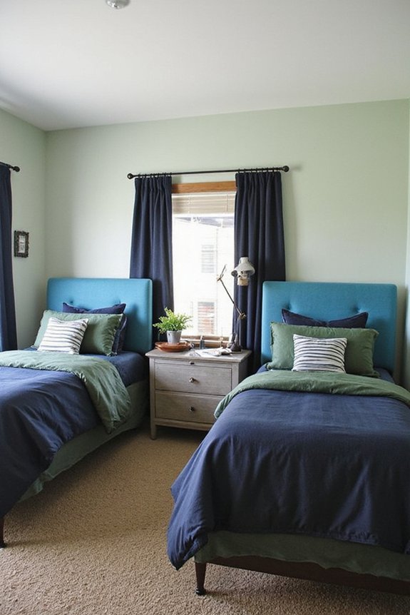 balanced harmonious individualized twin bedrooms