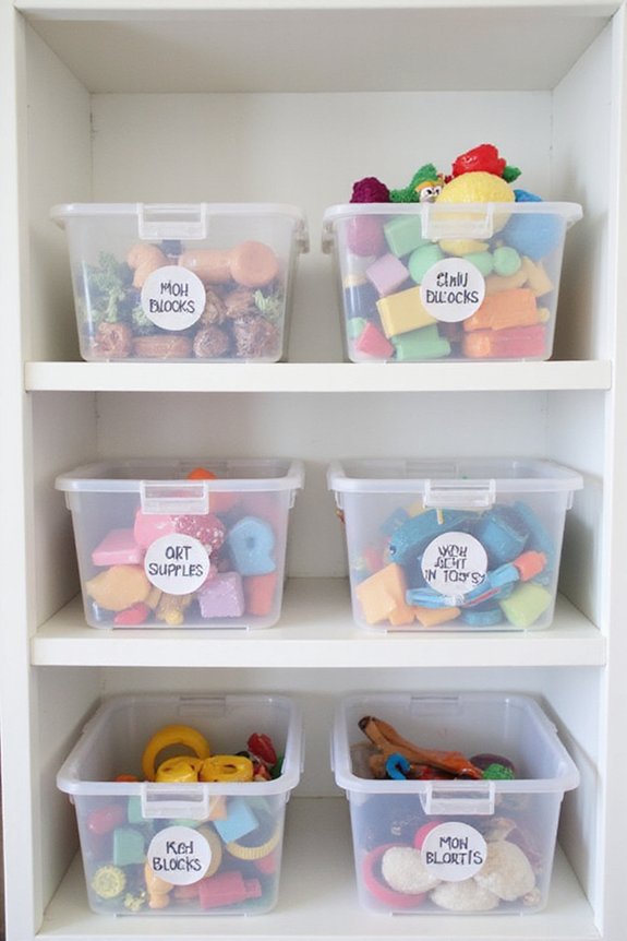 clear labeled visible storage