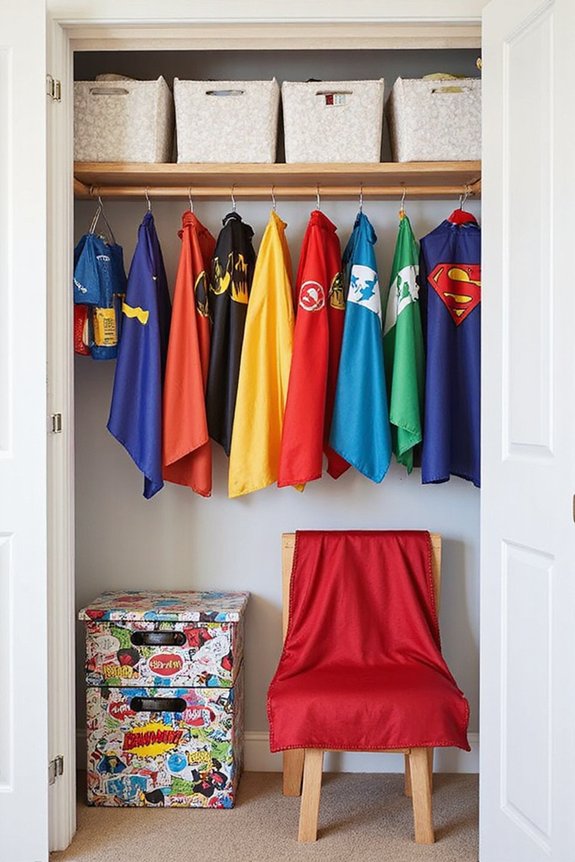 dedicated costume storage superhero accessories station