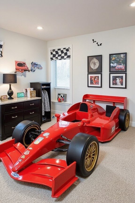 dramatic race car bed centerpiece