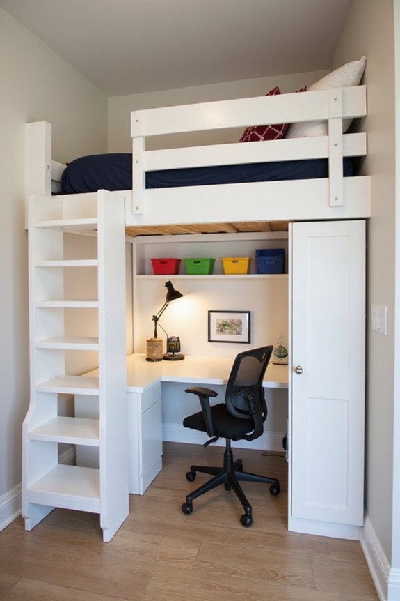 efficient loft with integrated workspace