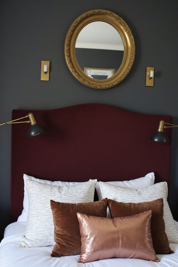 glamorous metallic moody bedroom accents
