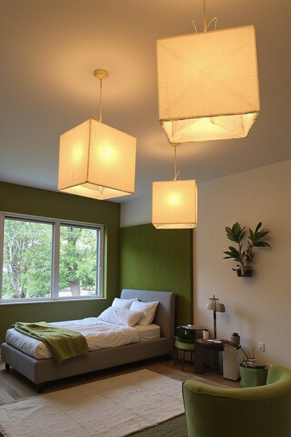 glowing geometric paper lantern ambiance