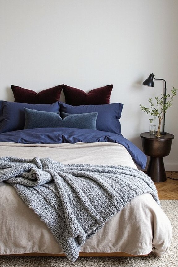 layered textured visually dynamic bedroom styling