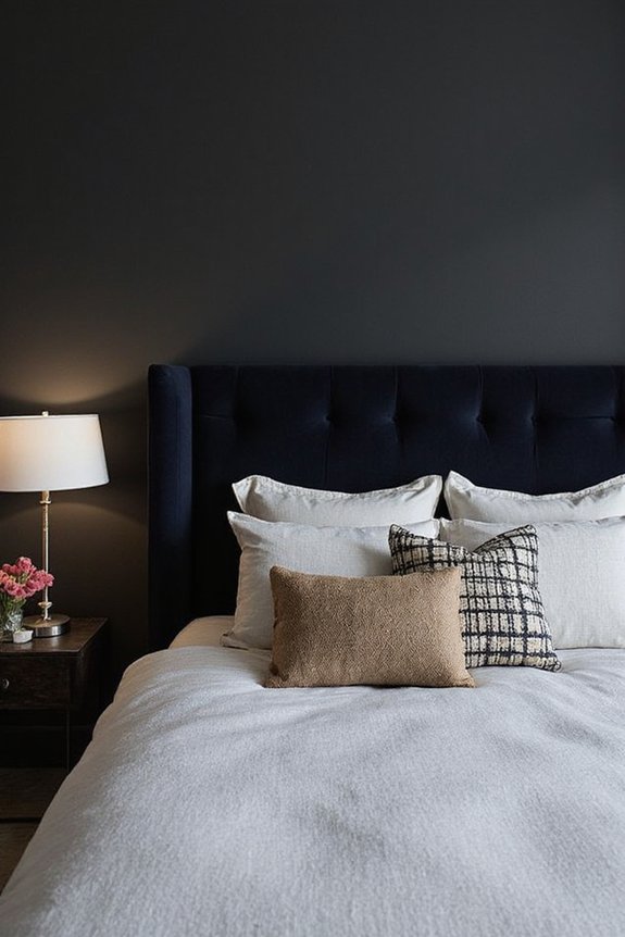 layered textures transform black bedroom