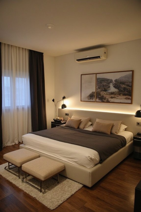 layered warm ambient bedroom lighting