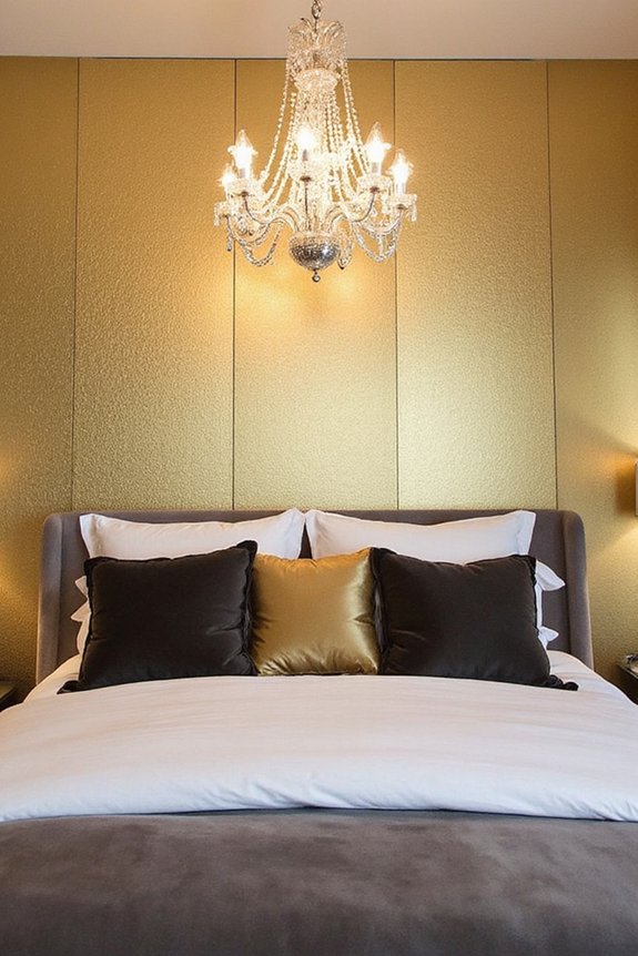 luxurious glamorous metallic bedroom accents