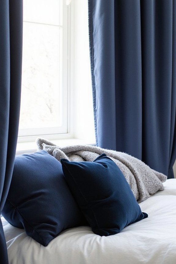 luxurious navy blue window treatments