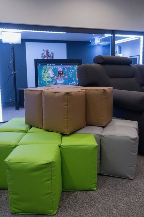 minecraft inspired cube storage ottomans