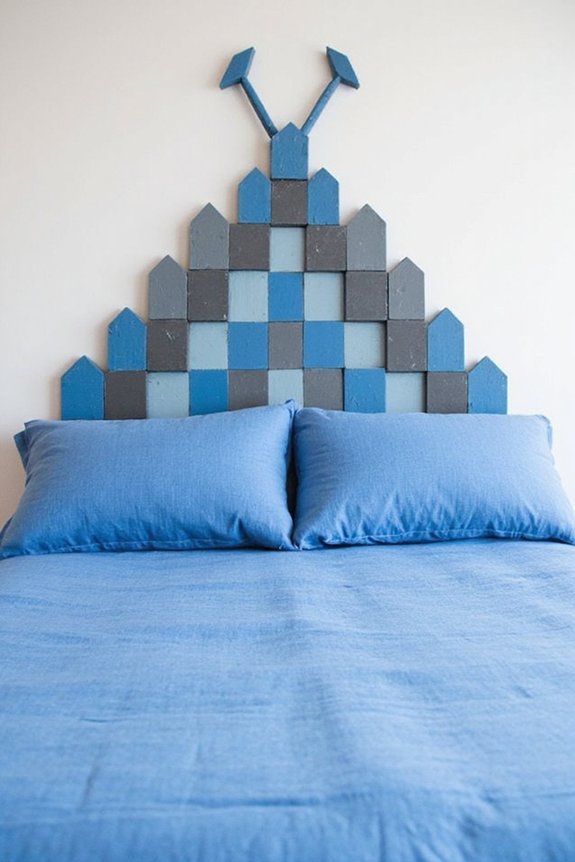 minecraft inspired wooden diamond sword headboard