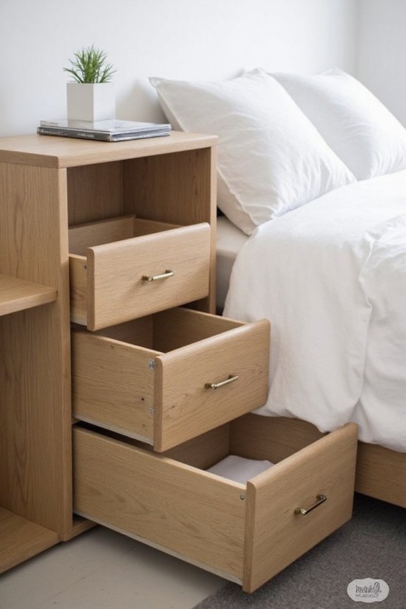 organized functional bedside storage tables