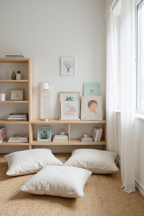 peaceful reading nook in japandi style