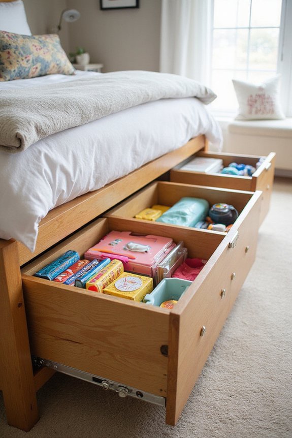 rolling drawers optimize underbed storage
