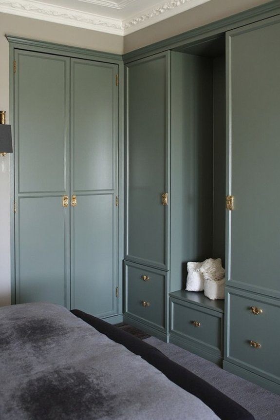 serene organized integrated tranquil bedroom storage