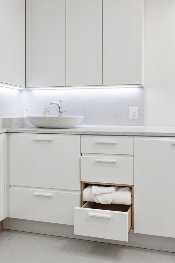 sleek functional concealed storage vanity
