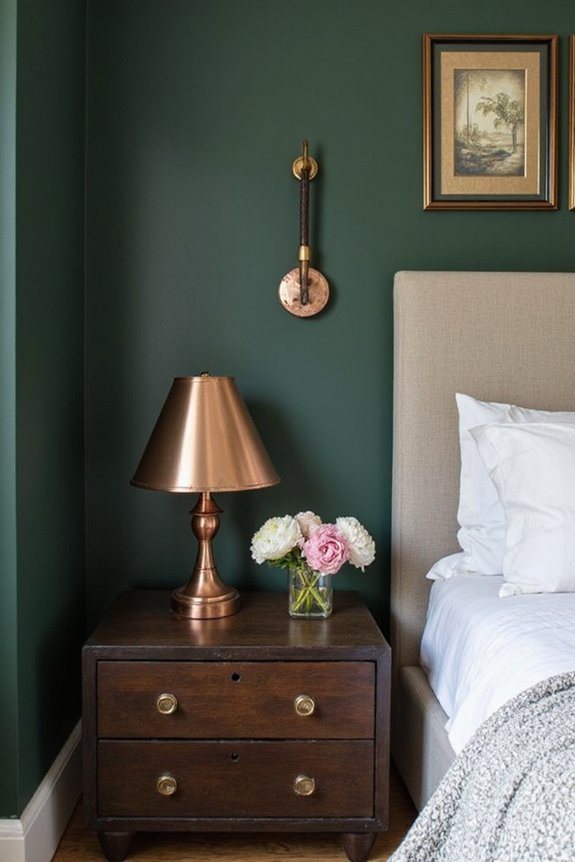 sophisticated matte green copper accents