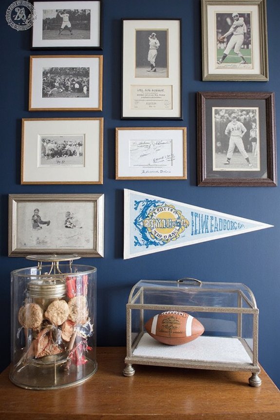 sophisticated sports memorabilia gallery display