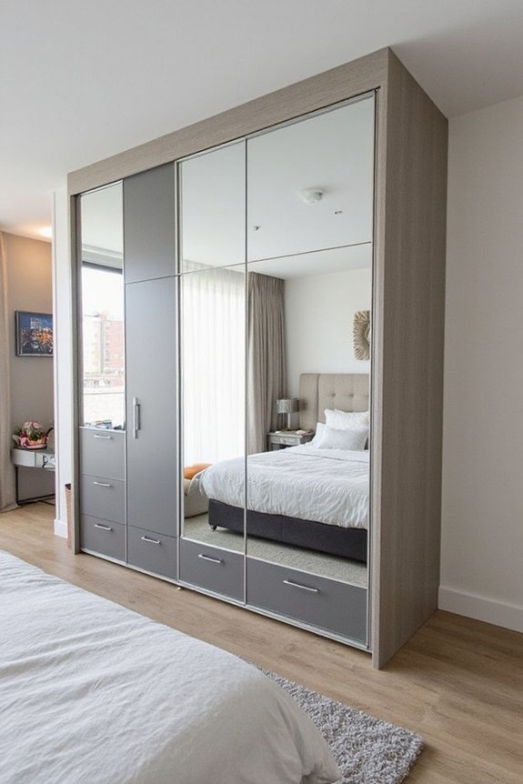 space amplifying mirrored cupboards
