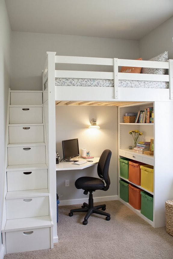 space saving loft bed workspaces