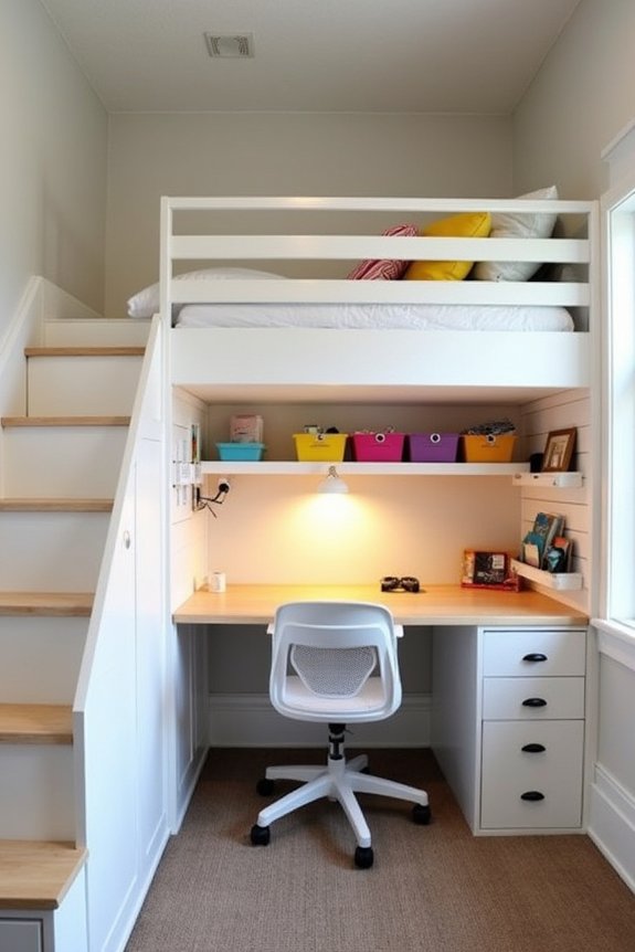space saving loft bed workstation