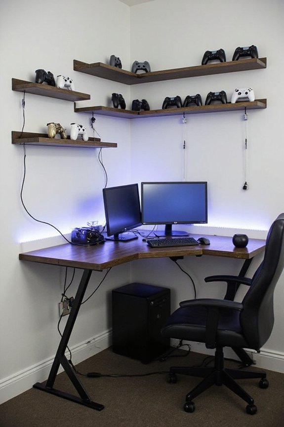 strategically organized gaming nook
