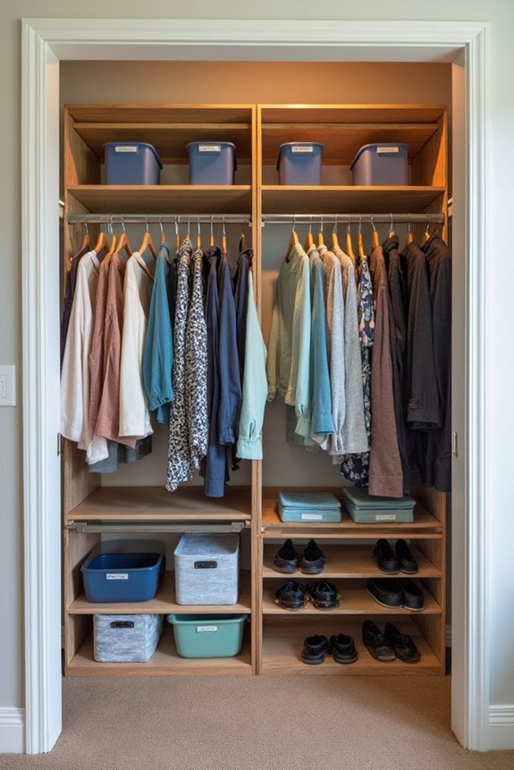 systematic color coded compartmentalized responsible closet organization