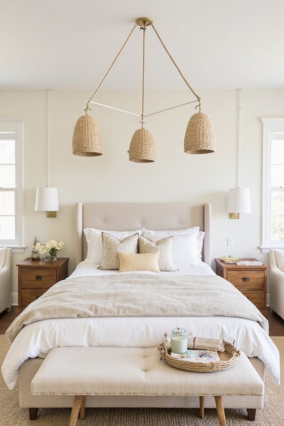 textural organic lighting complements neutral palette