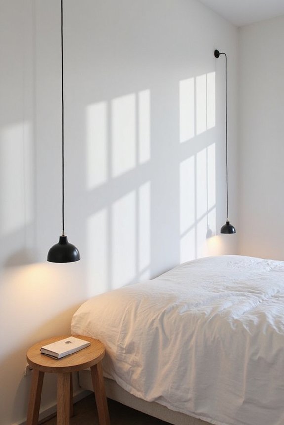 thoughtful layered minimalist bedroom lighting