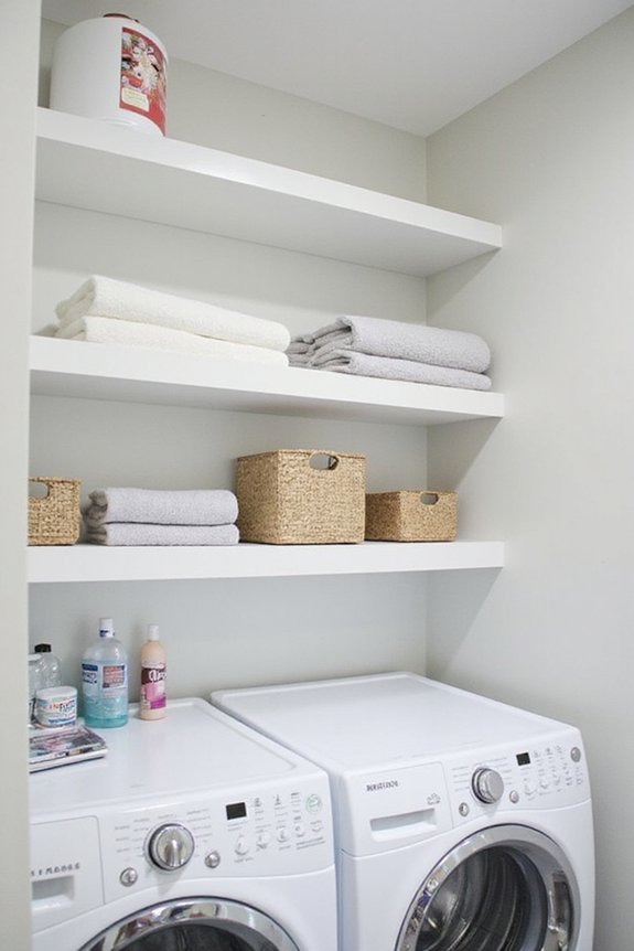 vertical storage with floating shelves