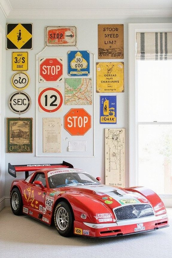 vintage traffic sign wall art