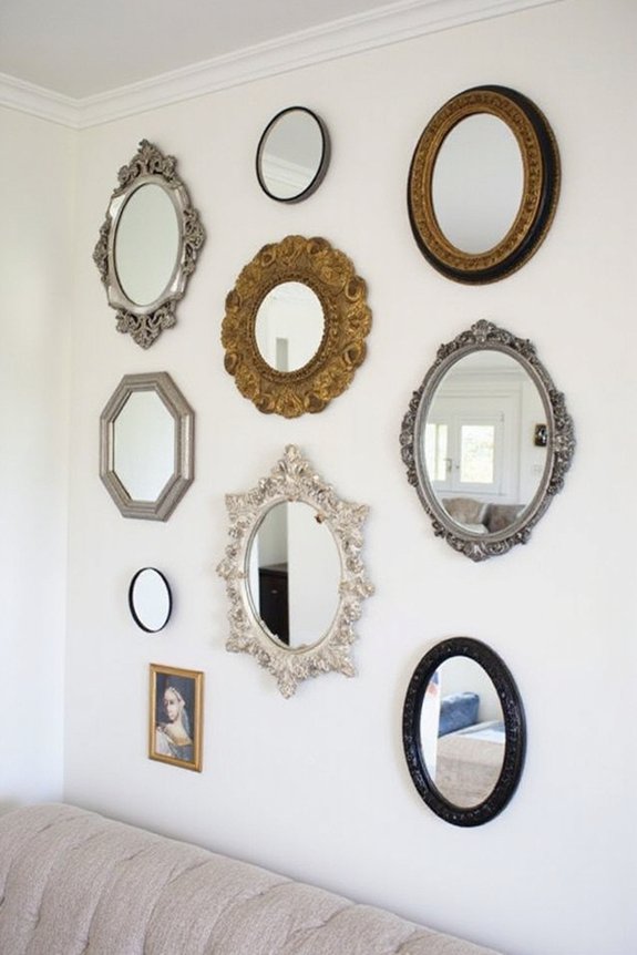 visually striking mirror gallery wall